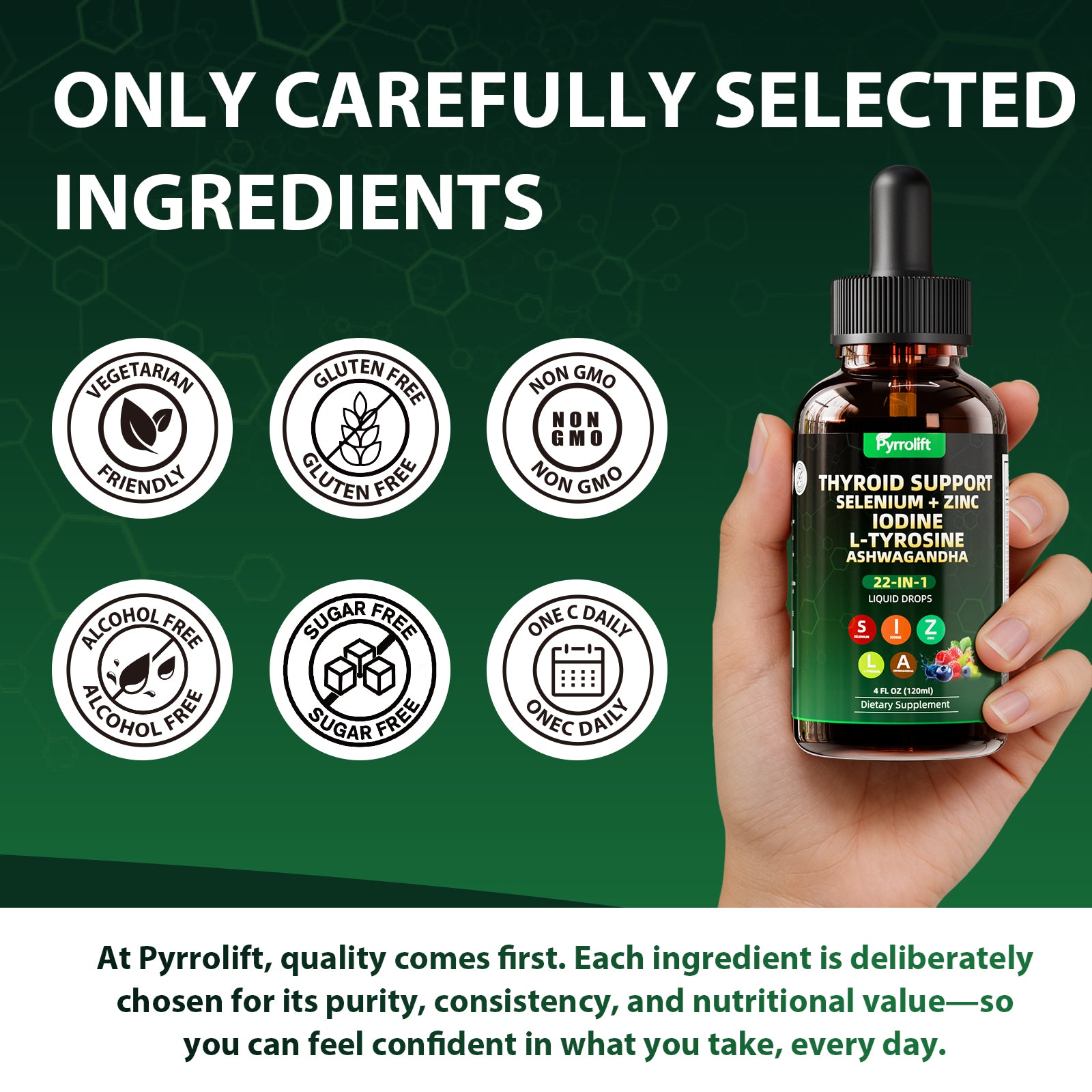Thyroid Support for Women & Men with Iodine, Selenium, L-Tyrosine, Vitamin B, Zinc, Ashwagandha, Turmeric, Natural Herbal Supports Body Immune & Thyroid Balance Supplement Liquid Drops, 120 ML